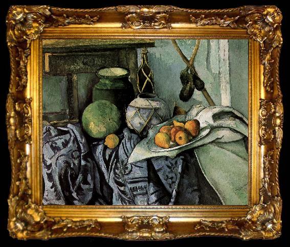 framed  Paul Cezanne bottles and fruit still life, ta009-2